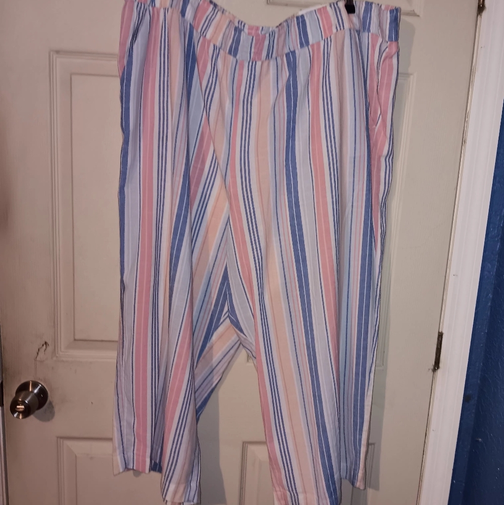 Nwt Croft & Barrow Sz 3X Pink and Blue Casual Striped Bottoms
